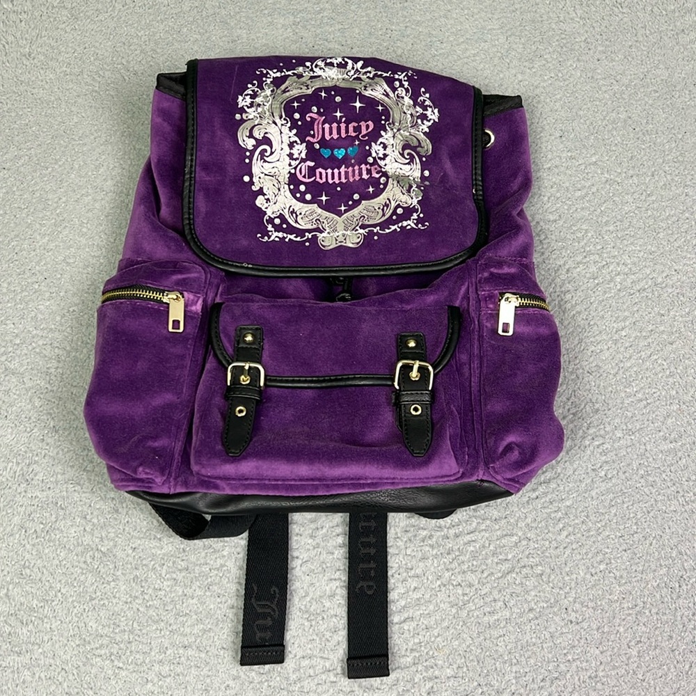 NWT Y2K Purple Velour Juicy Couture Backpack - Picture 1 of 5